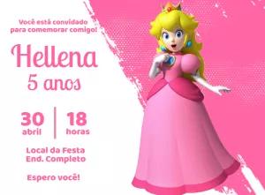 Convite Aniversário Princesa Peach Editável Online