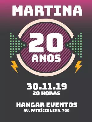 Convite de Aniversário Anos 80 Retrô para Editar Online