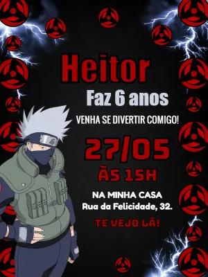 Convite de Aniversário Kakashi do Naruto para Editar Online
