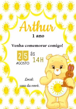 Convite Aniversário Ursinhos Carinhosos Solzinho para Editar