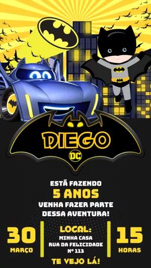 Convite Aniversário Batman Batwheels para Editar Online