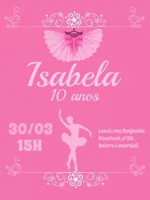 Convite Aniversário Bailarina Rosa para Editar Online