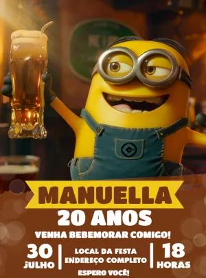 Convite de Aniversário Minions Boteco para Editar Online