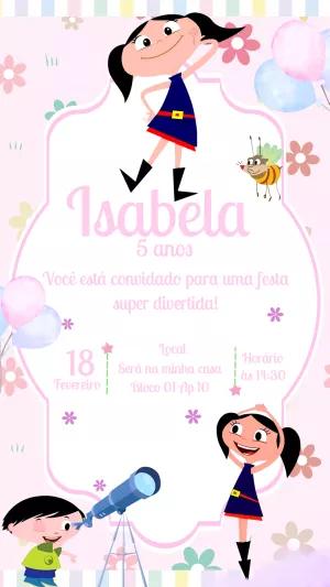 Convite Aniversário Show da Luna com Personagens para Editar Online