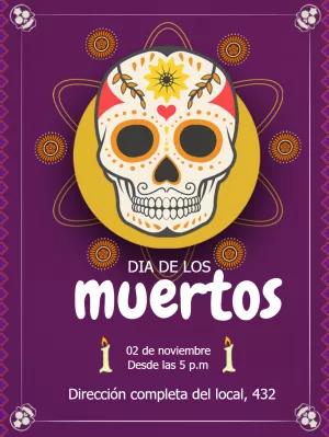 Invitación Día de los Muertos con Calavera para Editar Online