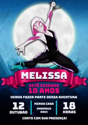 Convite Aniversário Spider-Gwen Aranhaverso para Editar Online