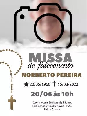 Convite Missa de Falecimento com Foto para Editar Online