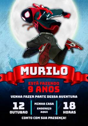 Convite de Aniversário Homem Aranha Aranhaverso para Editar Online