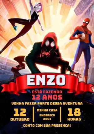 Convite de Aniversário Aranhaverso para Editar Online