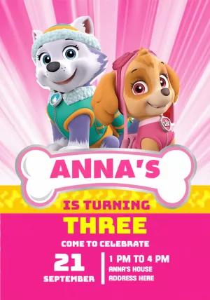 Skye & Everest Paw Patrol Birthday Invitation to Edit Online