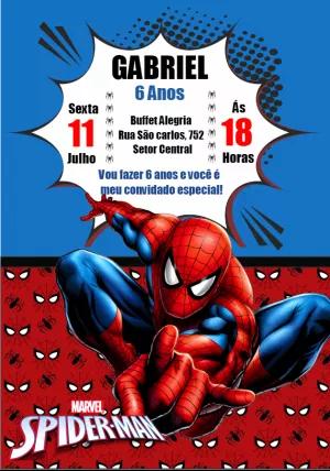 Convite de Aniversário Homem Aranha para Editar Online