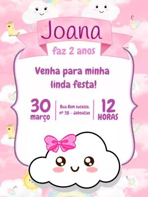 Convite de Aniversário Chuva de Amor para Editar Online