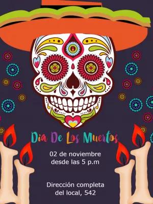 Invitación Día de Los Muertos con Calavera para Editar Online