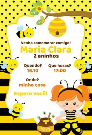 Convite de Aniversário Abelhinha para Editar Online