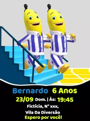 Convite Aniversário Bananas de Pijamas para Editar Online