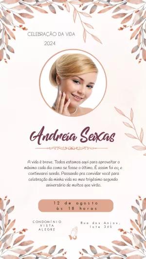 Convite Aniversário Celebração da Vida com Foto para Editar