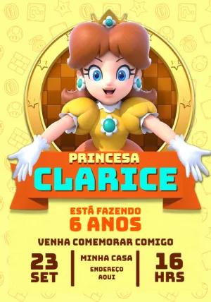 Convite Aniversário Princesa Daisy para Editar Online