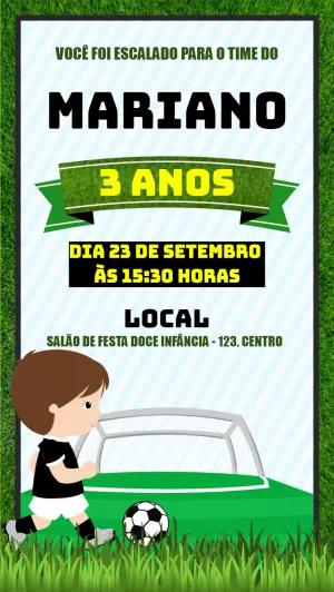 Convite Aniversário Futebol Menino para Editar Online