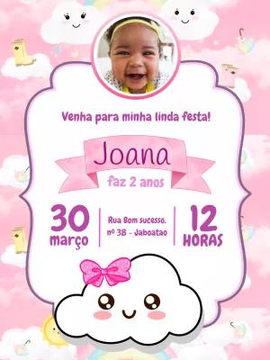 Convite Aniversário Chuva de Amor com Foto para Editar Online