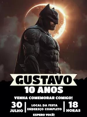 Convite de Aniversário Batman Editável para Personalizar Online