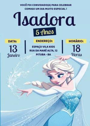 Convite Aniversário Frozen com Elsa para Editar Online