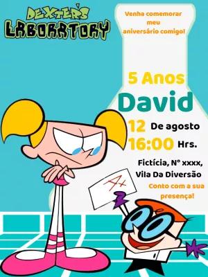 Convite de Aniversário Laboratório de Dexter para Editar Online