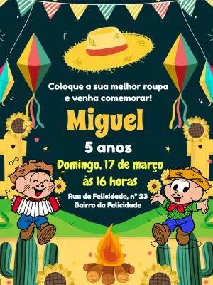 Convite Festa Junina Turma da Mônica para Editar Online