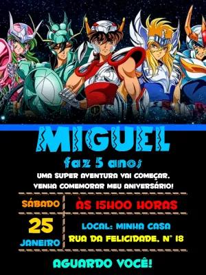 Convite de Aniversário Cavaleiros do Zodíaco para Editar Online