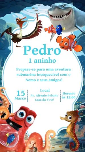 Convite de Aniversário Procurando Nemo para Editar Online