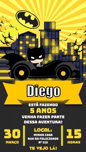 Convite de Aniversário Batman Baby para Editar Online