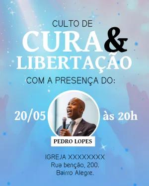 Cartaz para Culto de Cura e Libertação para Editar com Foto