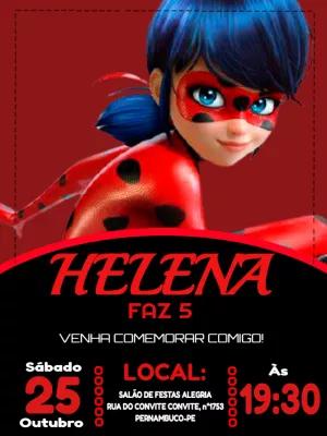 Convite de Aniversário Ladybug para Editar Online