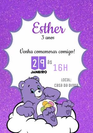Convite Aniversário Ursinhos Carinhosos Harmonia para Editar