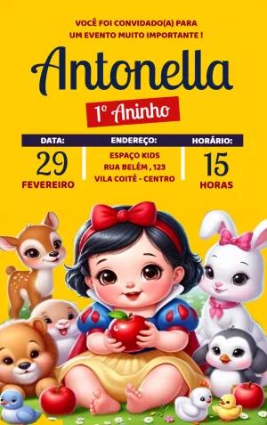 Convite Aniversário Branca de Neve Baby para Editar Online