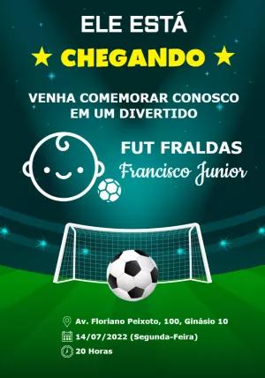 Convite Fut Fraldas Tema Futebol para Editar Online