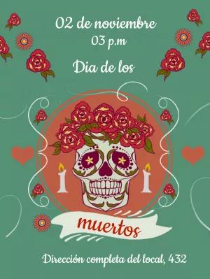 Invitación Día de los Muertos con Calavera para Editar Online