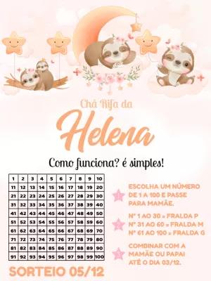 Convite Chá Rifa Bicho Preguiça Menina para Editar Online