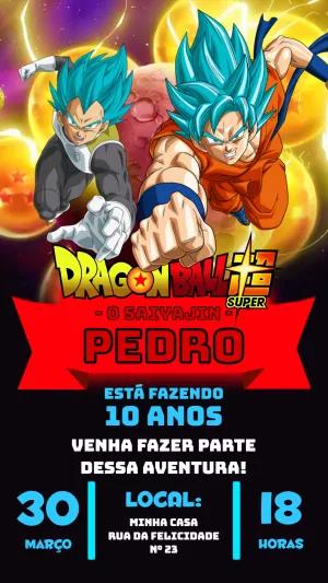 Convite de Aniversário Dragon Ball Super para Editar Online