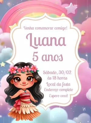 Convite de Aniversário Moana Baby para Editar Online