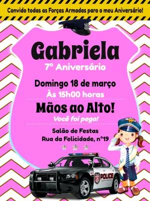 Convite de Aniversário Polícia Infantil para Editar Online