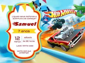 Convite de Aniversário Hot Wheels para Editar Online