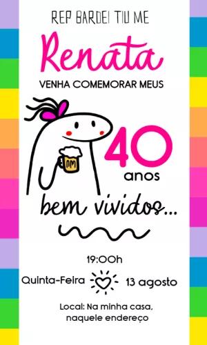 Convite de Aniversário 40 anos Flork Meme para Editar Online