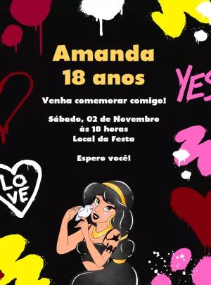 Convite Aniversário Jasmine Punk Rock para Editar e Imprimir