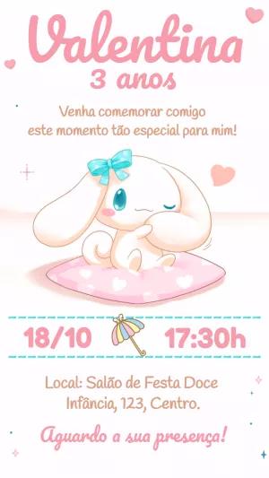 Convite de Aniversário Cinnamoroll para Editar Online