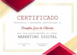 Certificado de Curso Profissional para Editar e Imprimir