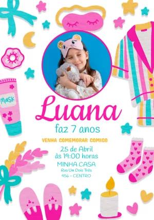 Convite Festa do Pijama com Foto para Editar Online