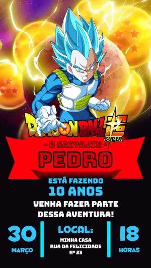 Convite Aniversário Dragon Ball Super Vegeta para Editar Online