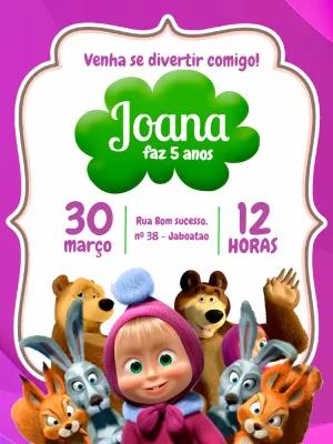 Convite de Aniversário Masha e o Urso para Editar Online