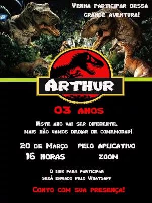 Convite Aniversário Jurassic Park para Editar Online