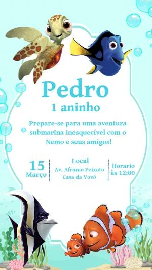 Convite de Aniversário Procurando o Nemo para Editar Online